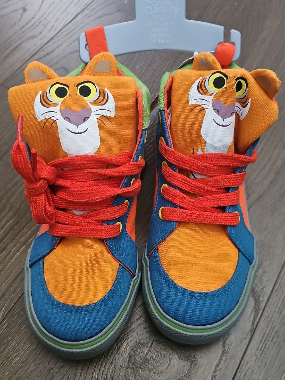 Disney NWT Jungle Book Kahn Orange & Blue Tiger High-Top Kids Sneakers Sz 12